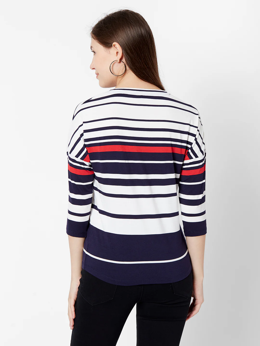 Women Navy/Off White Stripe T-Shirt - Image 3