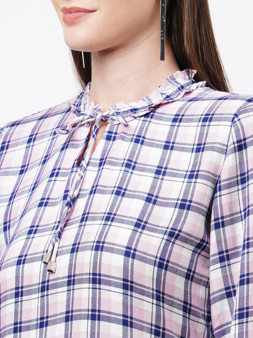 Women Navy/Pink Checks Top - Image 4