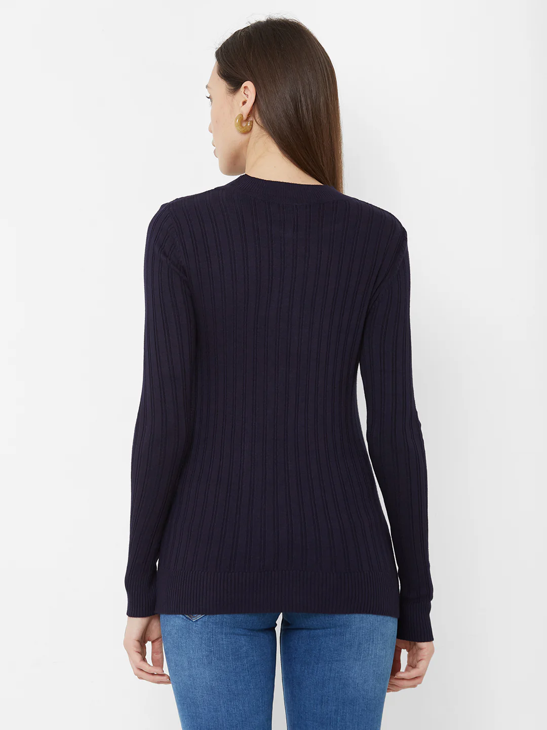 Women Navy Slim Fit Sweater - Image 3