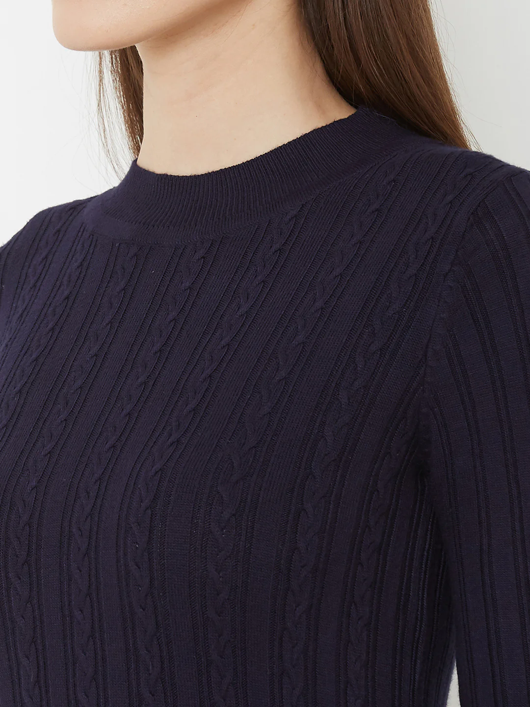 Women Navy Slim Fit Sweater - Image 4
