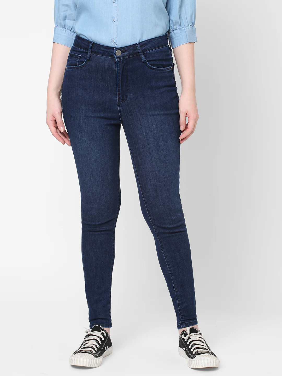 Women Navy Super High-Rise Super Skinny Jeans - Image 2