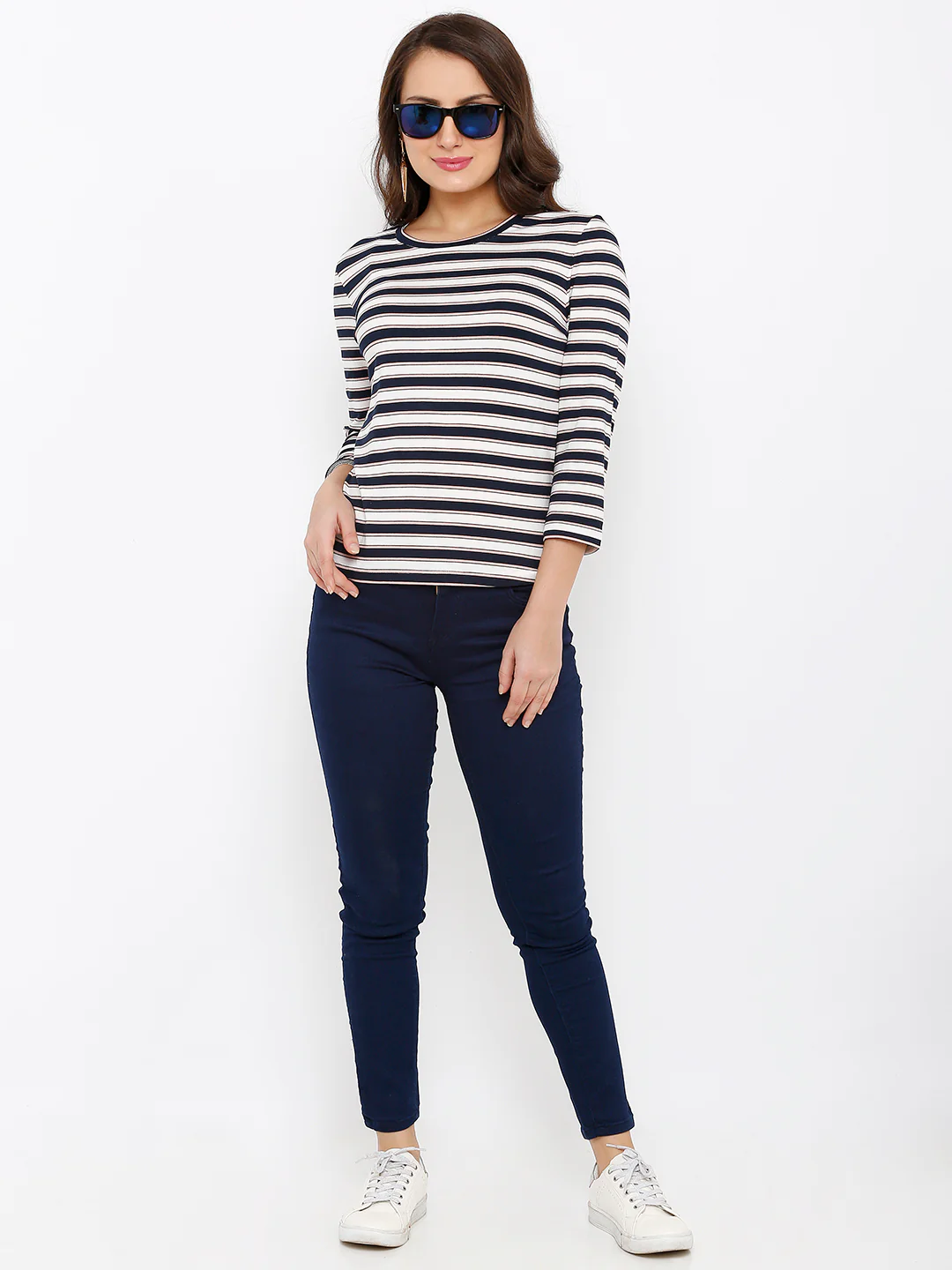 Women Navy/White Stripe T-Shirt
