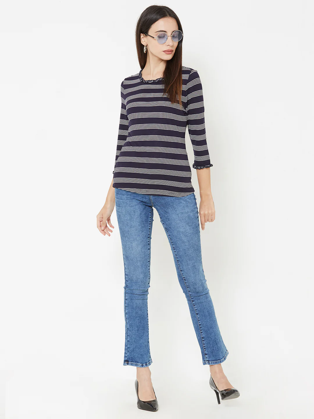 Women Navy/White Stripe T-Shirt