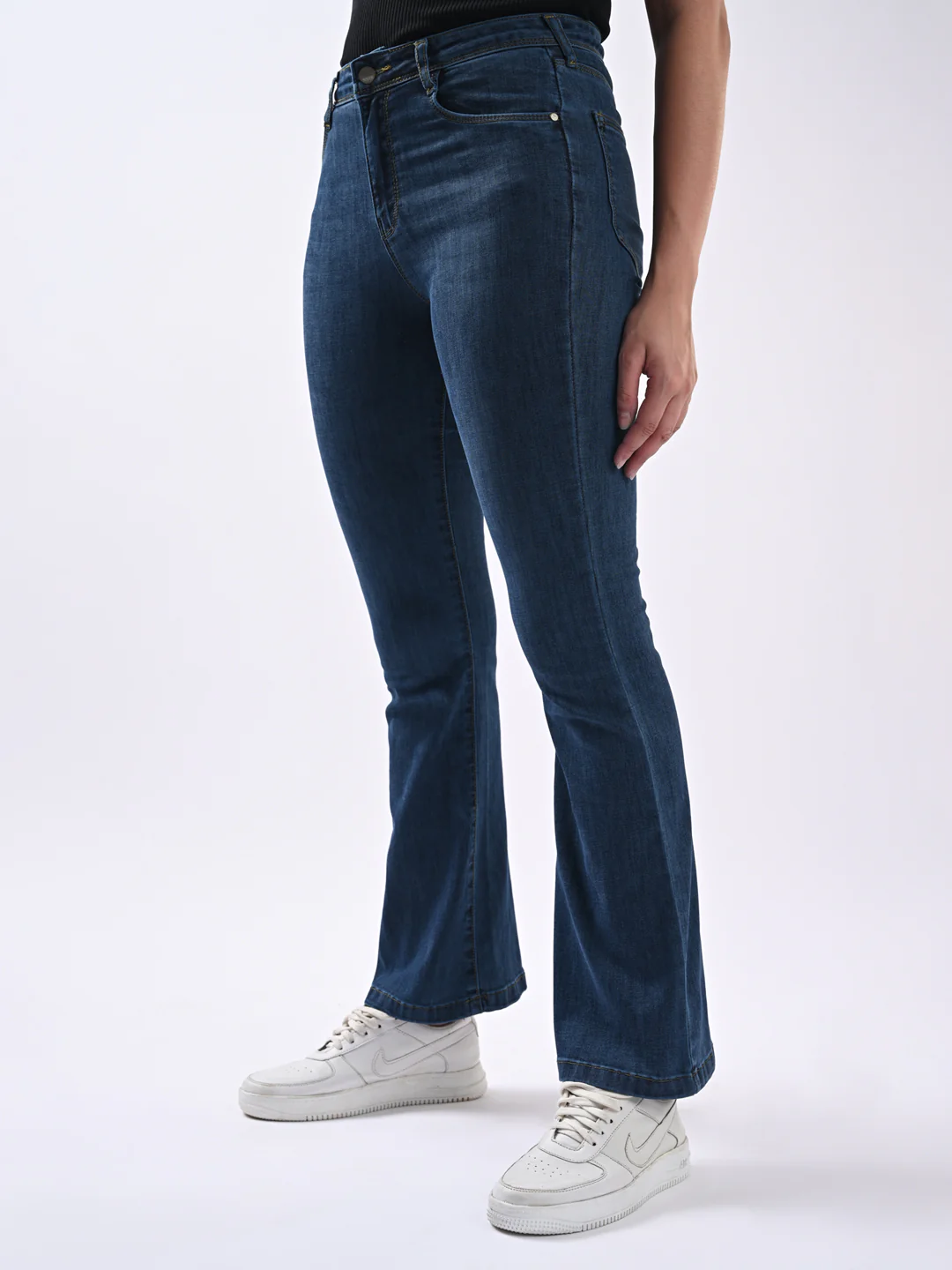 Women Novel Blue High-Rise Flare Jeans - Image 6