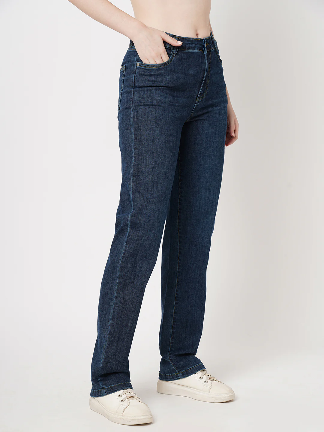 Women Novel Blue Relax Straight Fit Jeans - Image 5