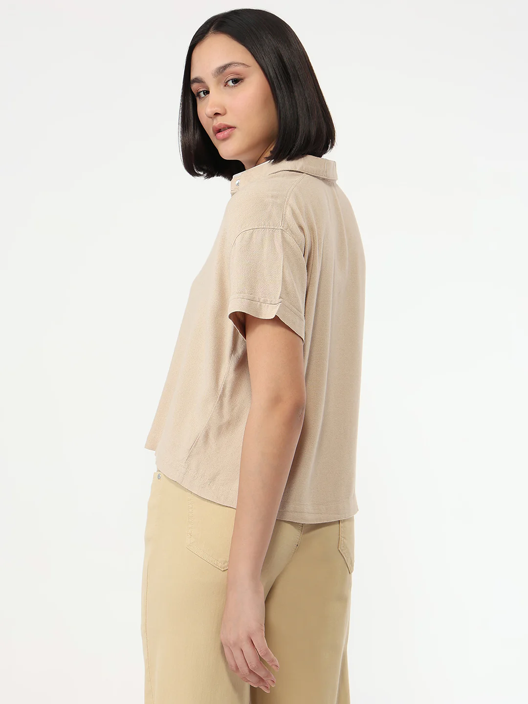 Women Oatmilk Crop Shirt - Image 3