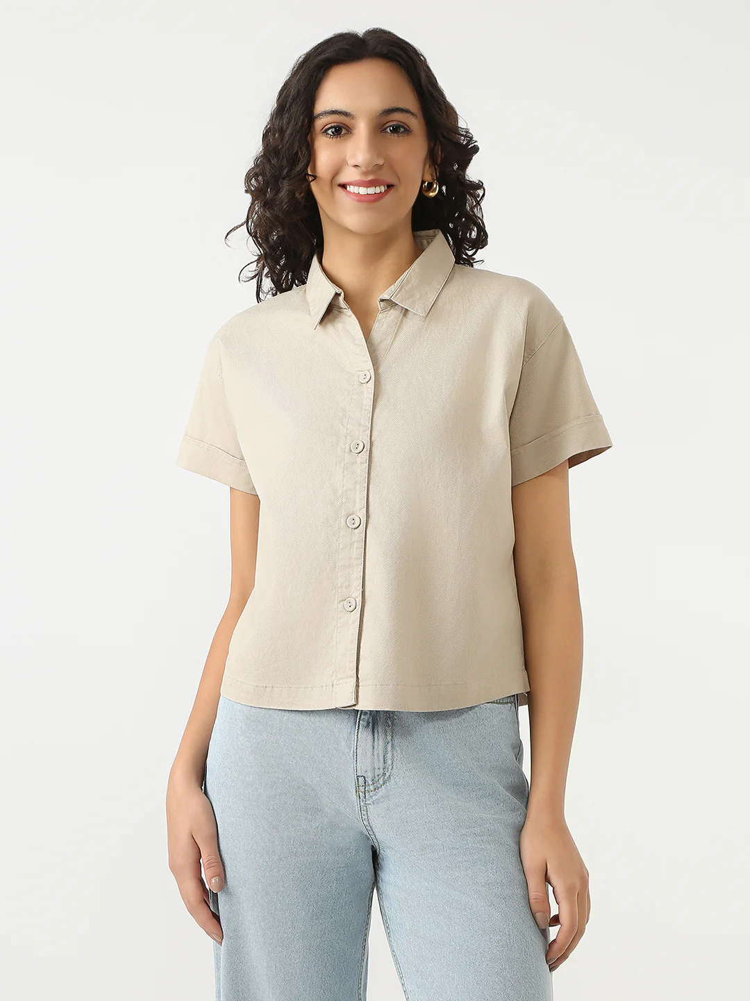 Women Oatmilk Crop Shirt - Image 2