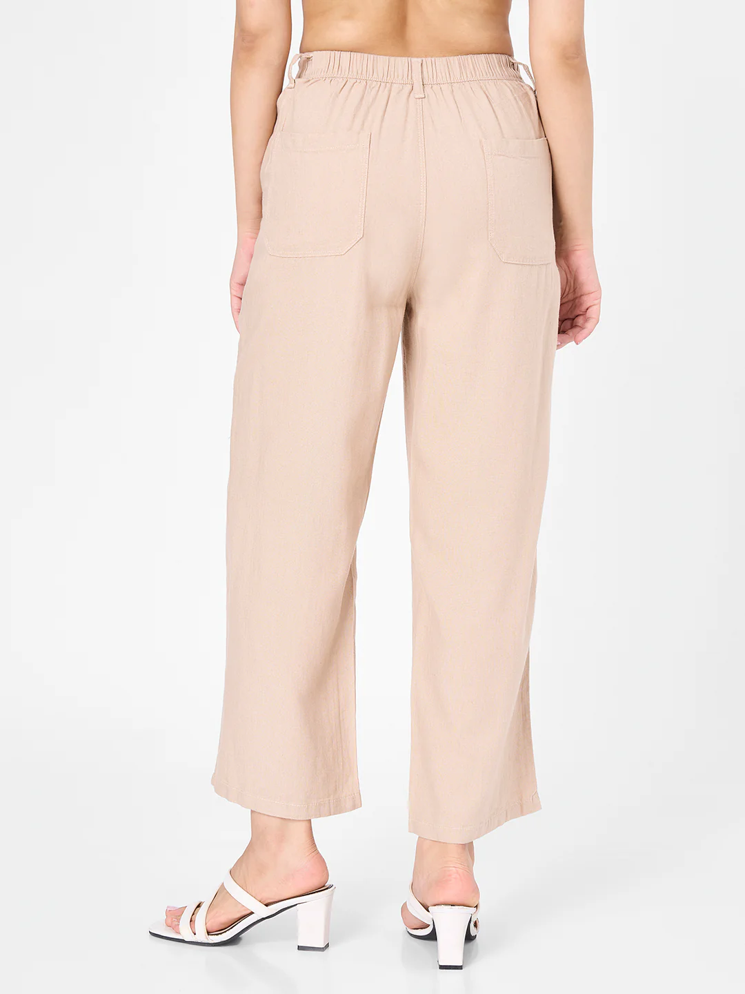 Women Oatmilk Crop Wide Leg Trousers - Image 3