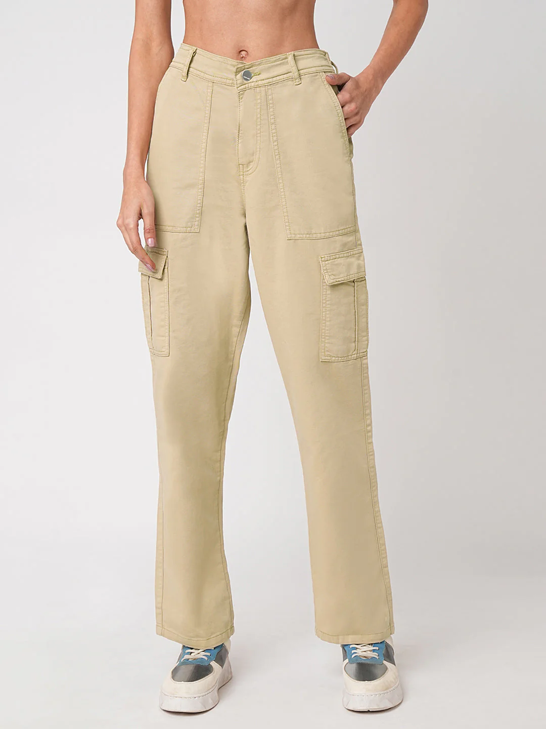 Women Oatmilk High-Rise Cargo - Image 2