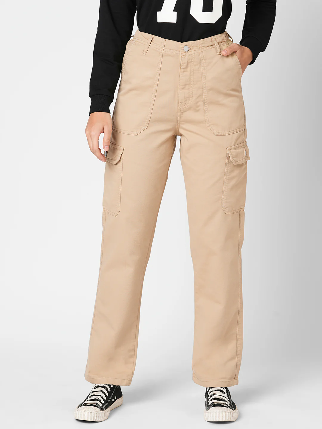 Women Oatmilk High-Rise Cargo - Image 2