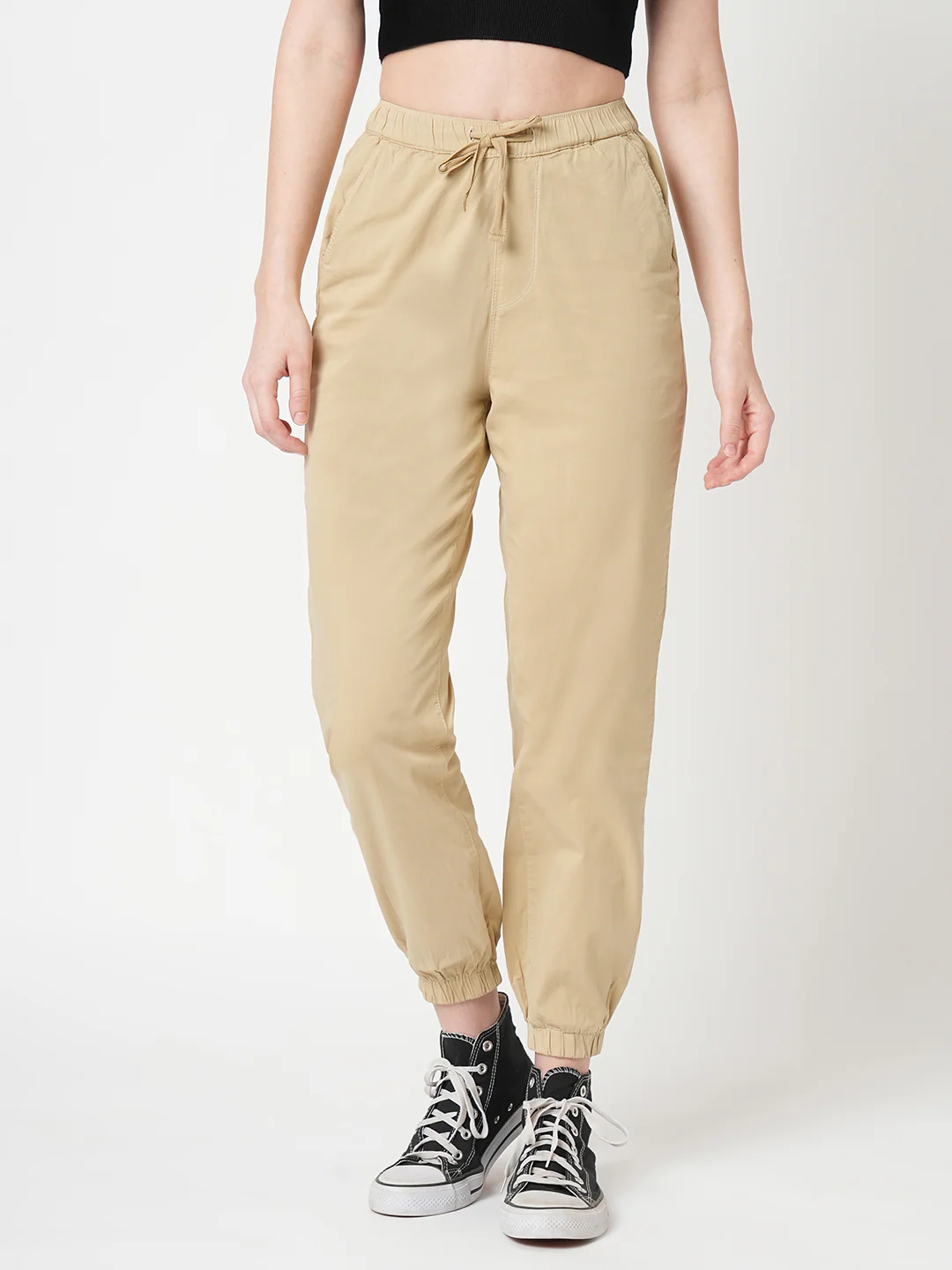 Women Oatmilk High-Rise Denim Jogger - Image 2