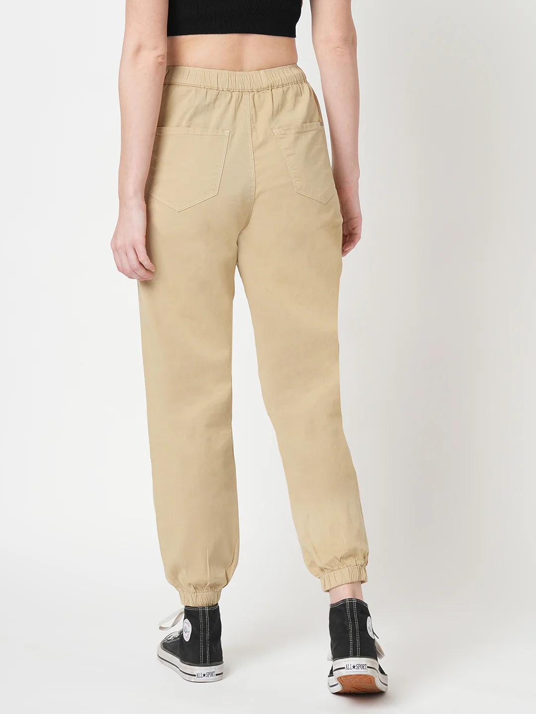 Women Oatmilk High-Rise Denim Jogger - Image 3