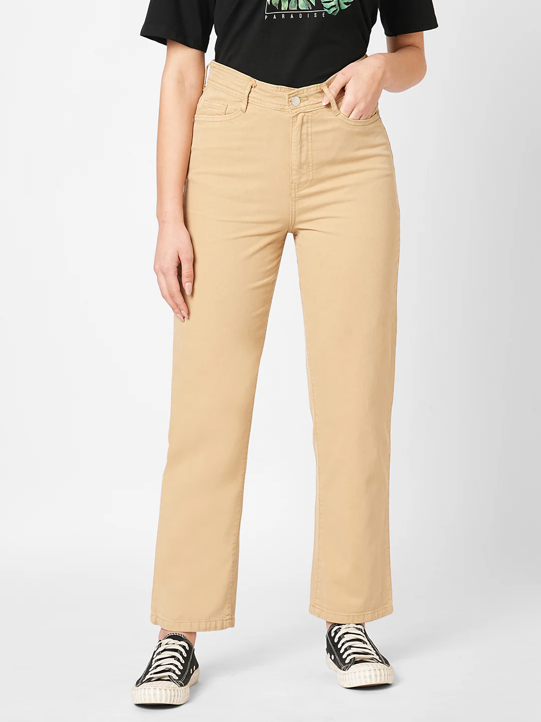 Women Oatmilk High-Rise Loose Straight Fit Jeans - Image 2