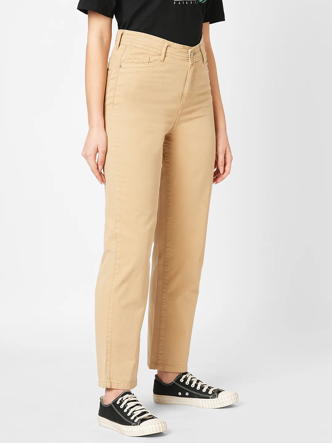 Women Oatmilk High-Rise Loose Straight Fit Jeans - Image 6