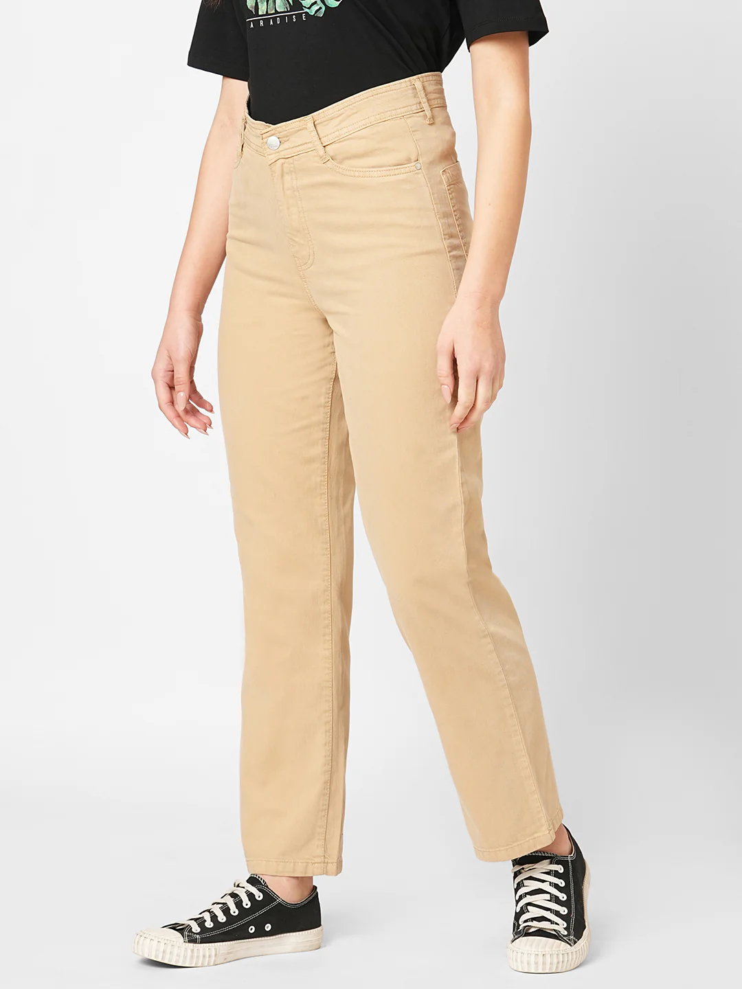 Women Oatmilk High-Rise Loose Straight Fit Jeans - Image 8