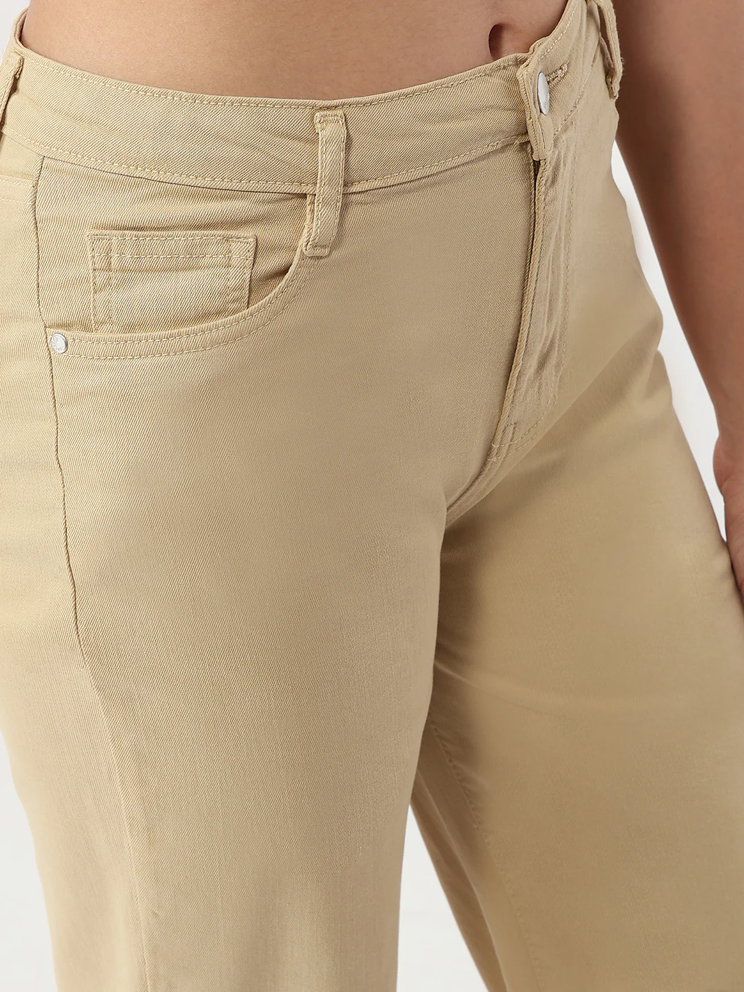 Women Oatmilk High-Rise Straight Fit Jeans - Image 4