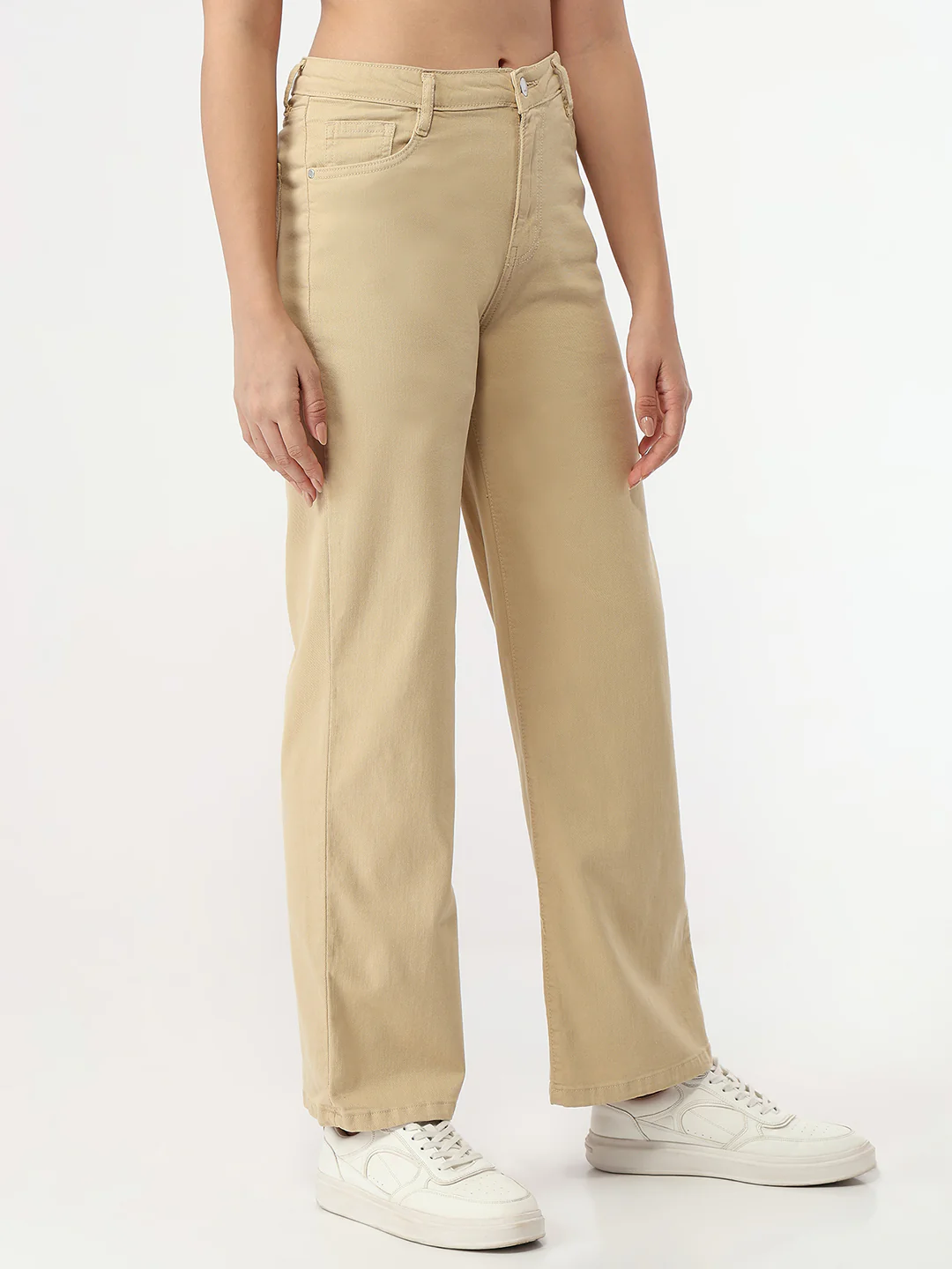 Women Oatmilk High-Rise Straight Fit Jeans - Image 5
