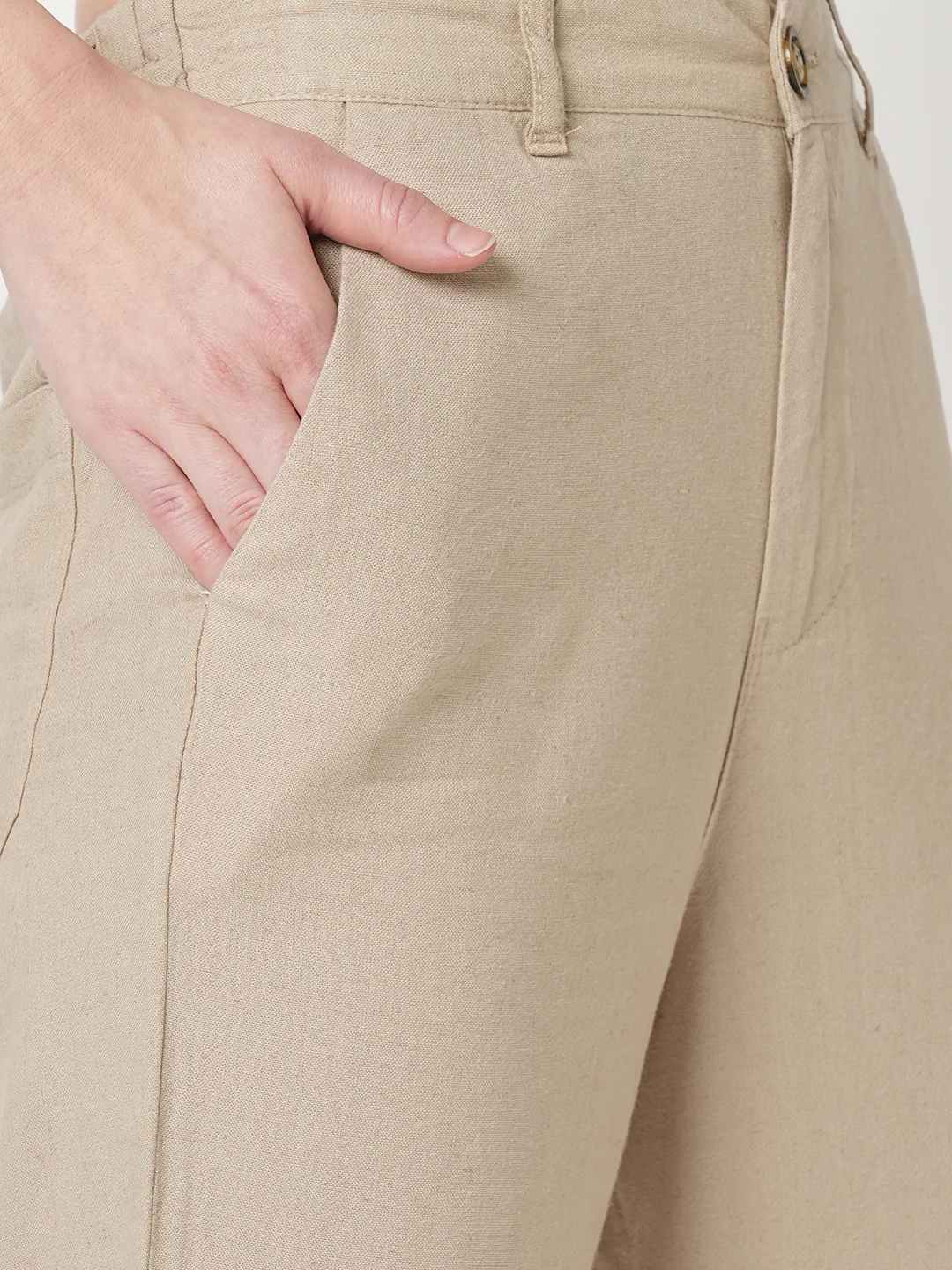 Women Oatmilk High-Rise Straight Fit Korean Pants - Image 6