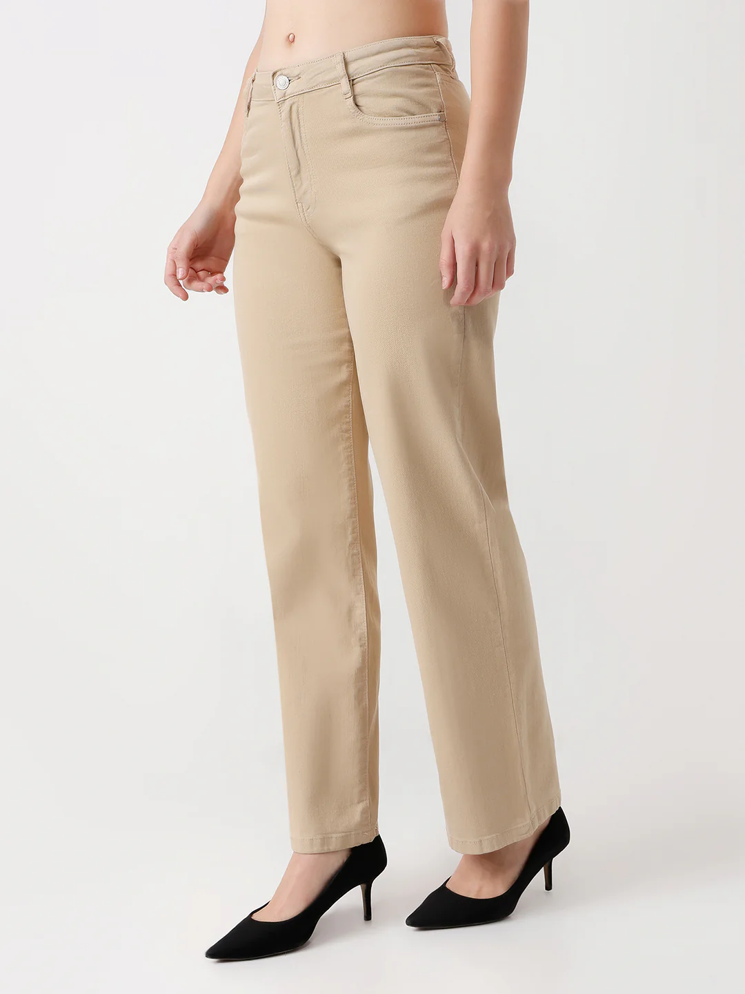 Women Oatmilk High-Rise Wide Leg Jeans - Image 7