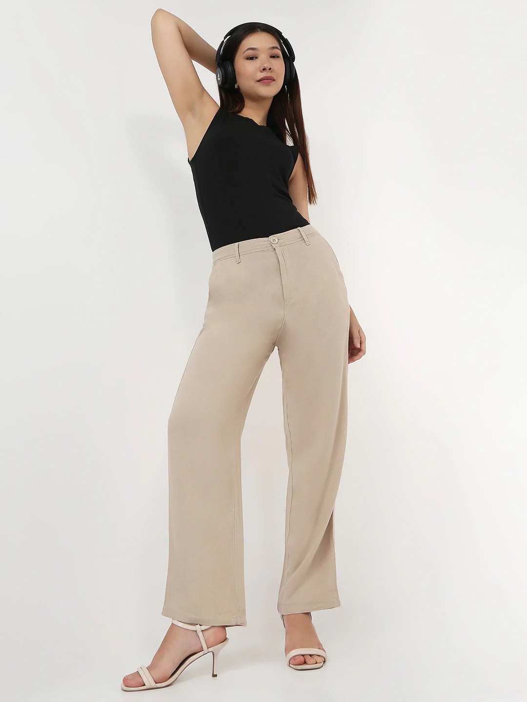 Women Oatmilk Loose Straight Fit Korean Pants