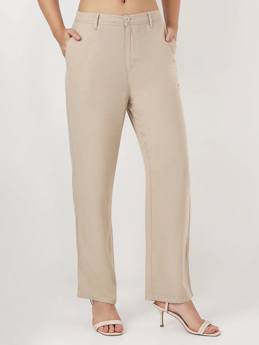 Women Oatmilk Loose Straight Fit Korean Pants - Image 4