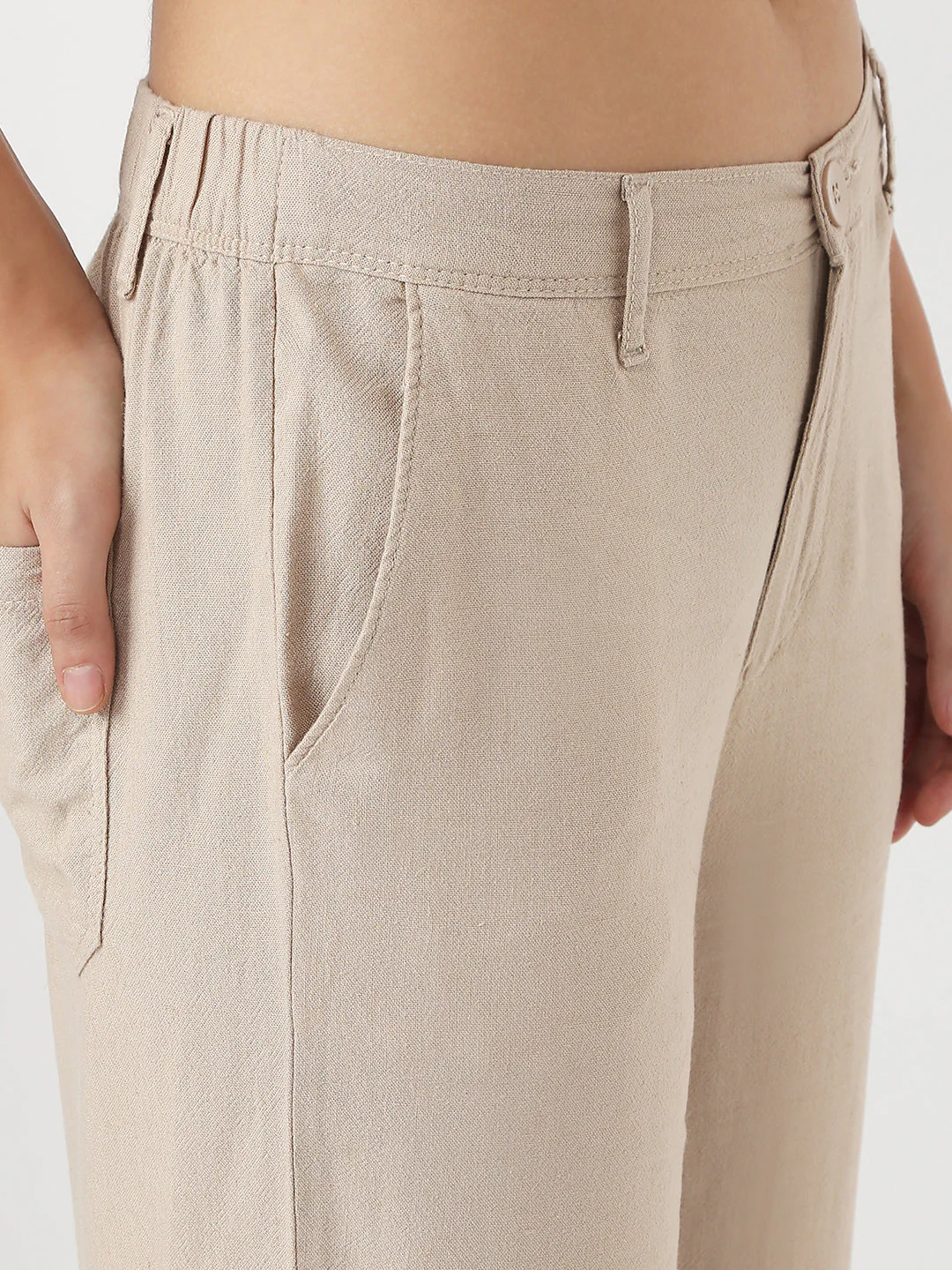 Women Oatmilk Loose Straight Fit Korean Pants - Image 5