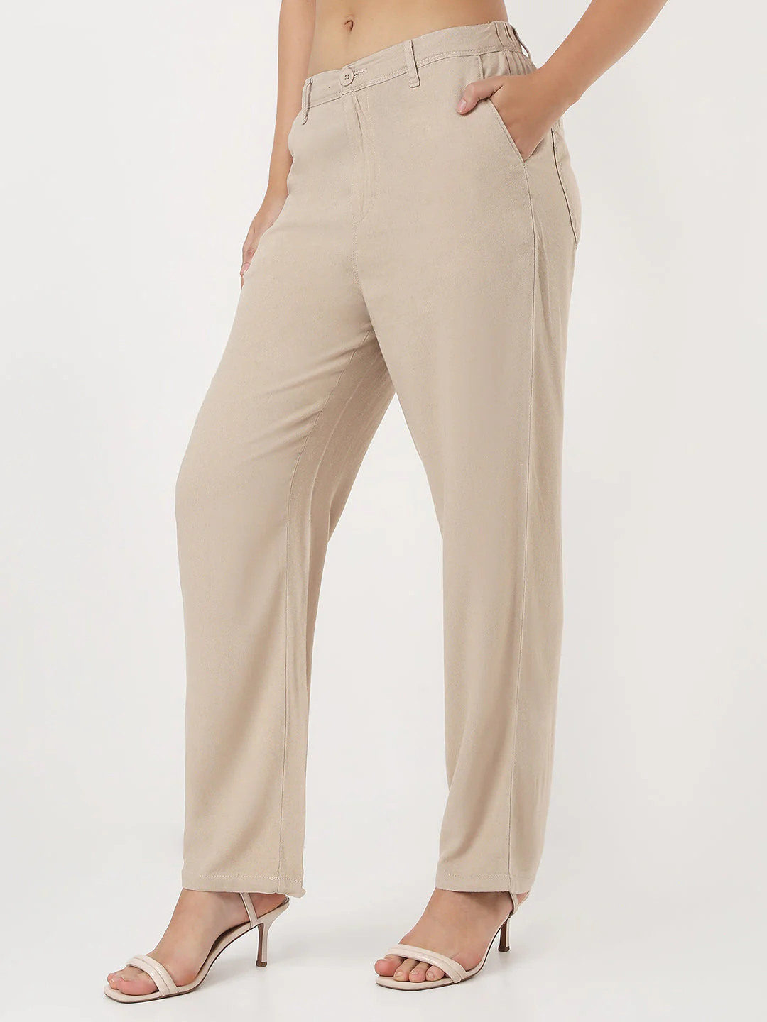 Women Oatmilk Loose Straight Fit Korean Pants - Image 6