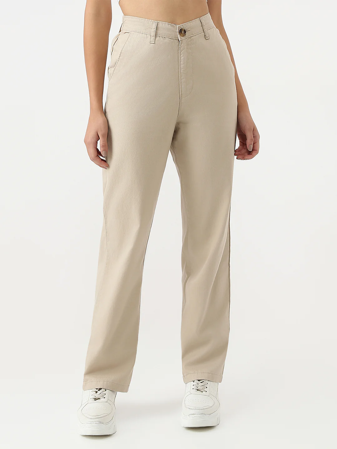 Women Oatmilk Loose Straight Fit Korean Pants - Image 2