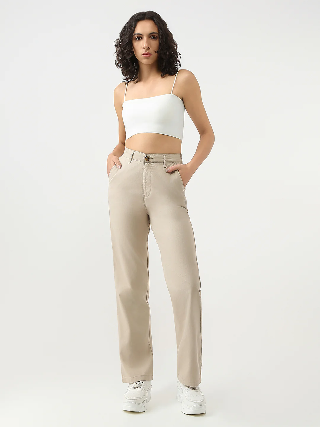 Women Oatmilk Loose Straight Fit Korean Pants - Image 4
