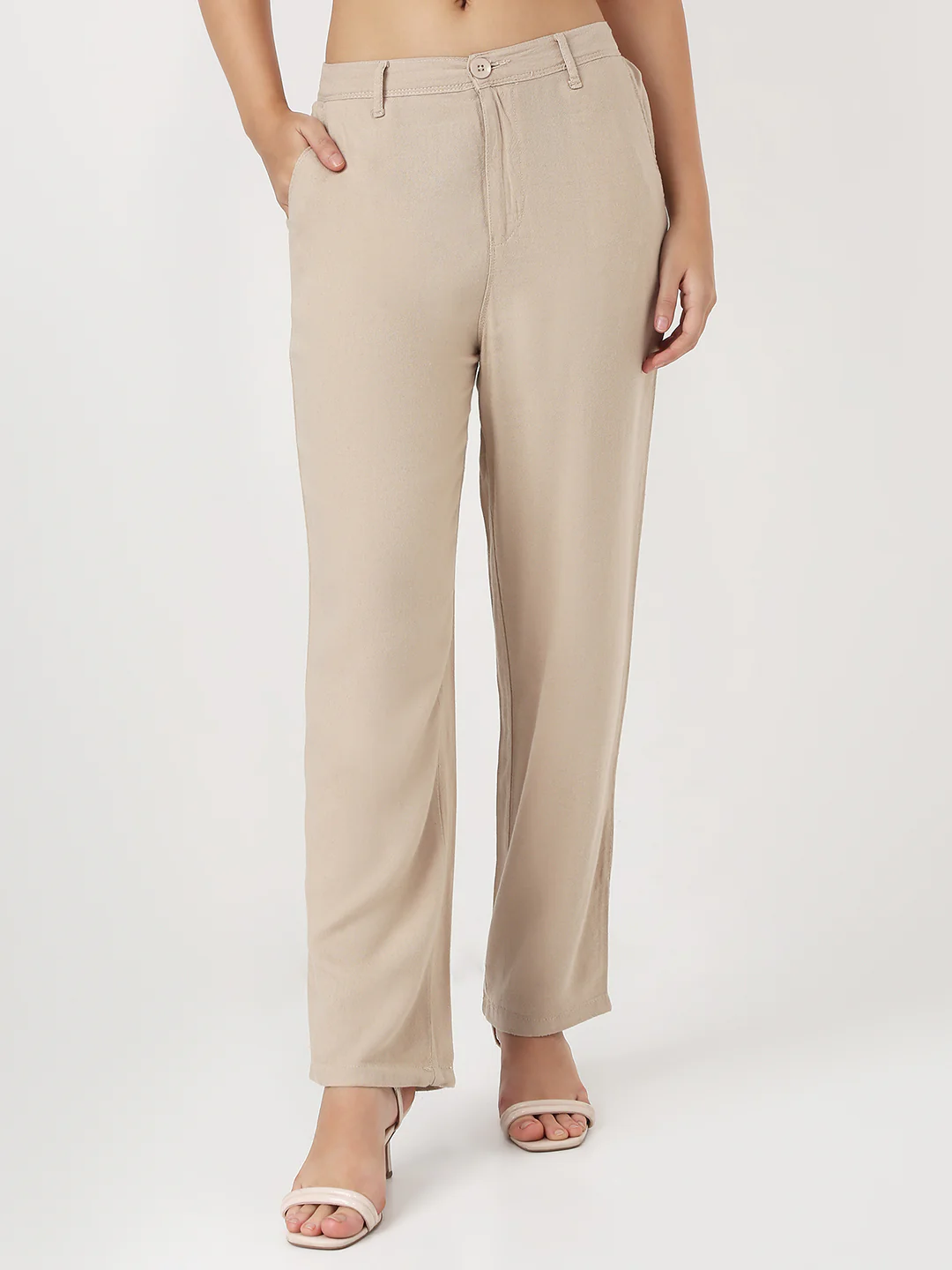 Women Oatmilk Loose Straight Fit Korean Pants - Image 2