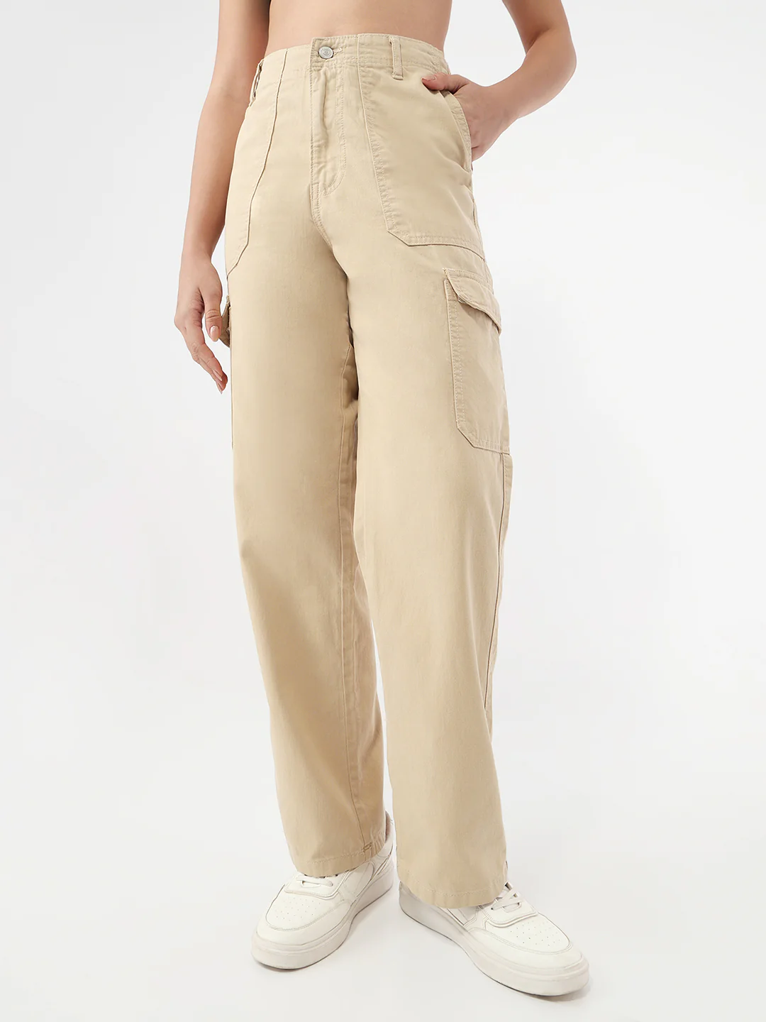 Women Oatmilk Mid-Rise Cargo - Image 2