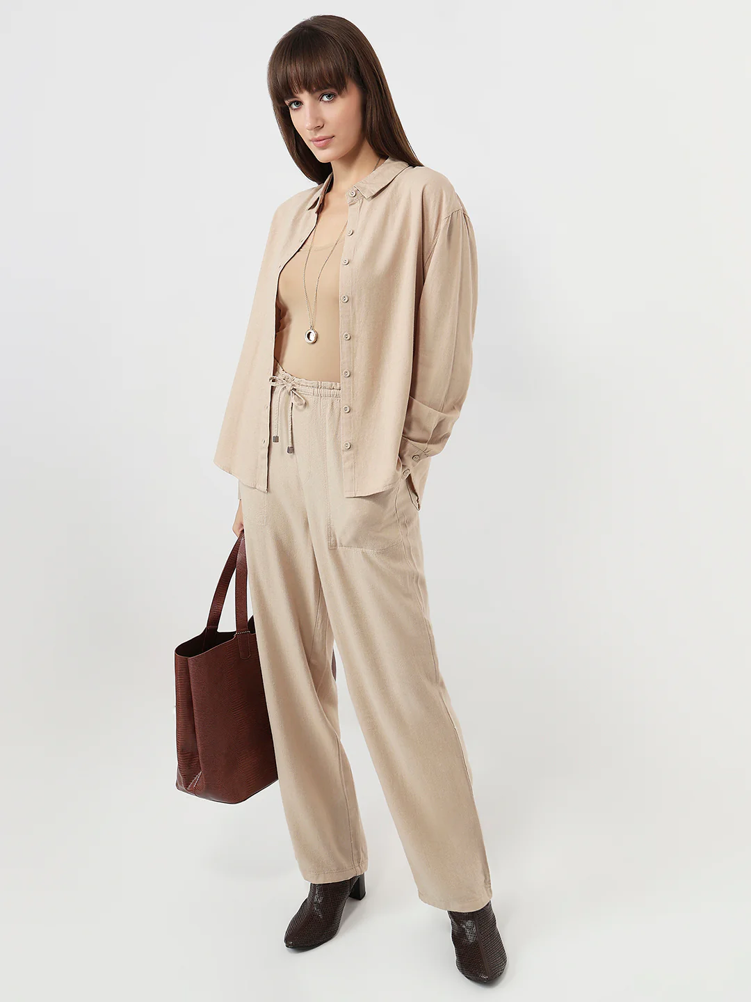 Women Oatmilk Oversized Shirt