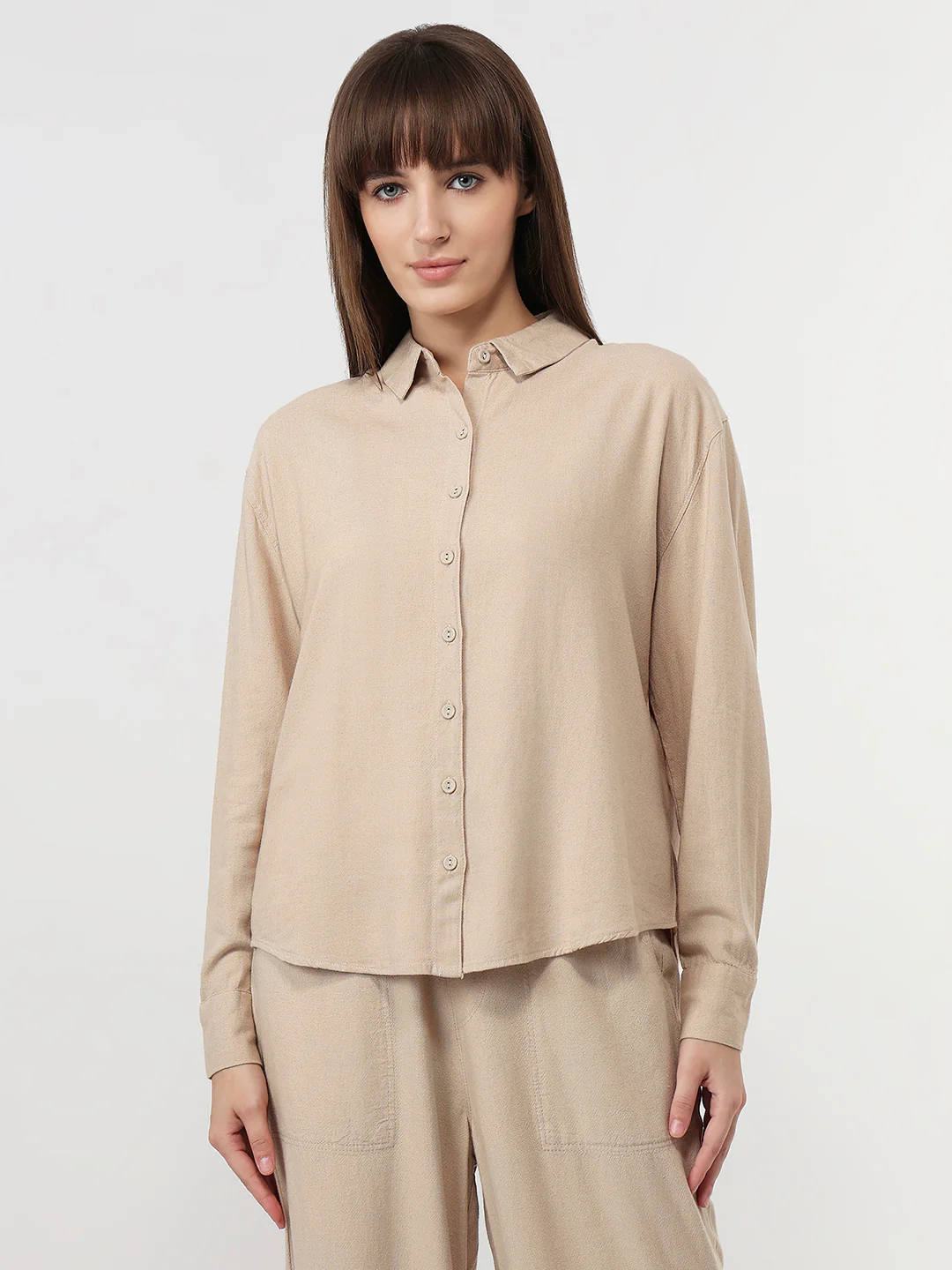 Women Oatmilk Oversized Shirt - Image 2