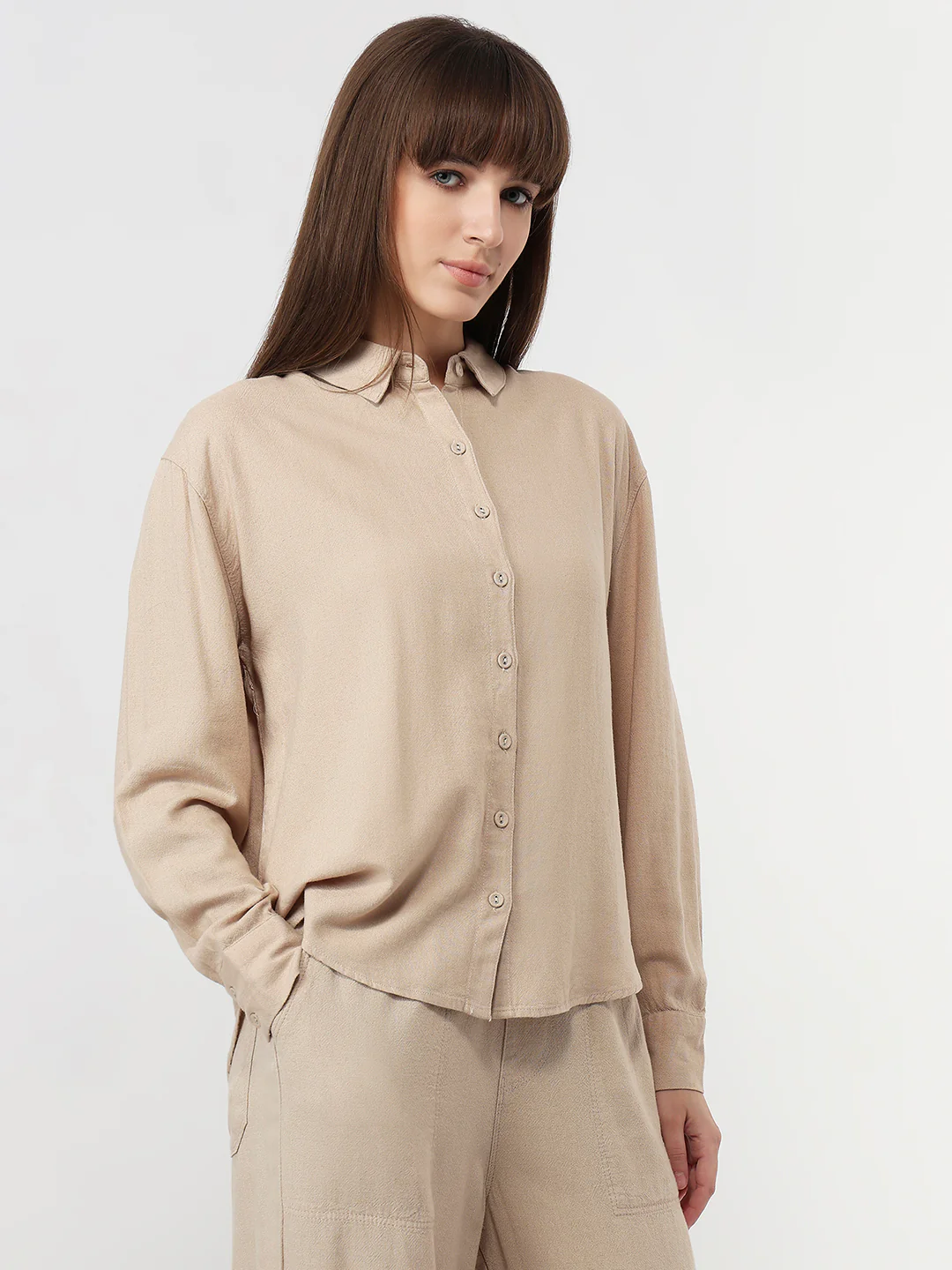 Women Oatmilk Oversized Shirt - Image 5