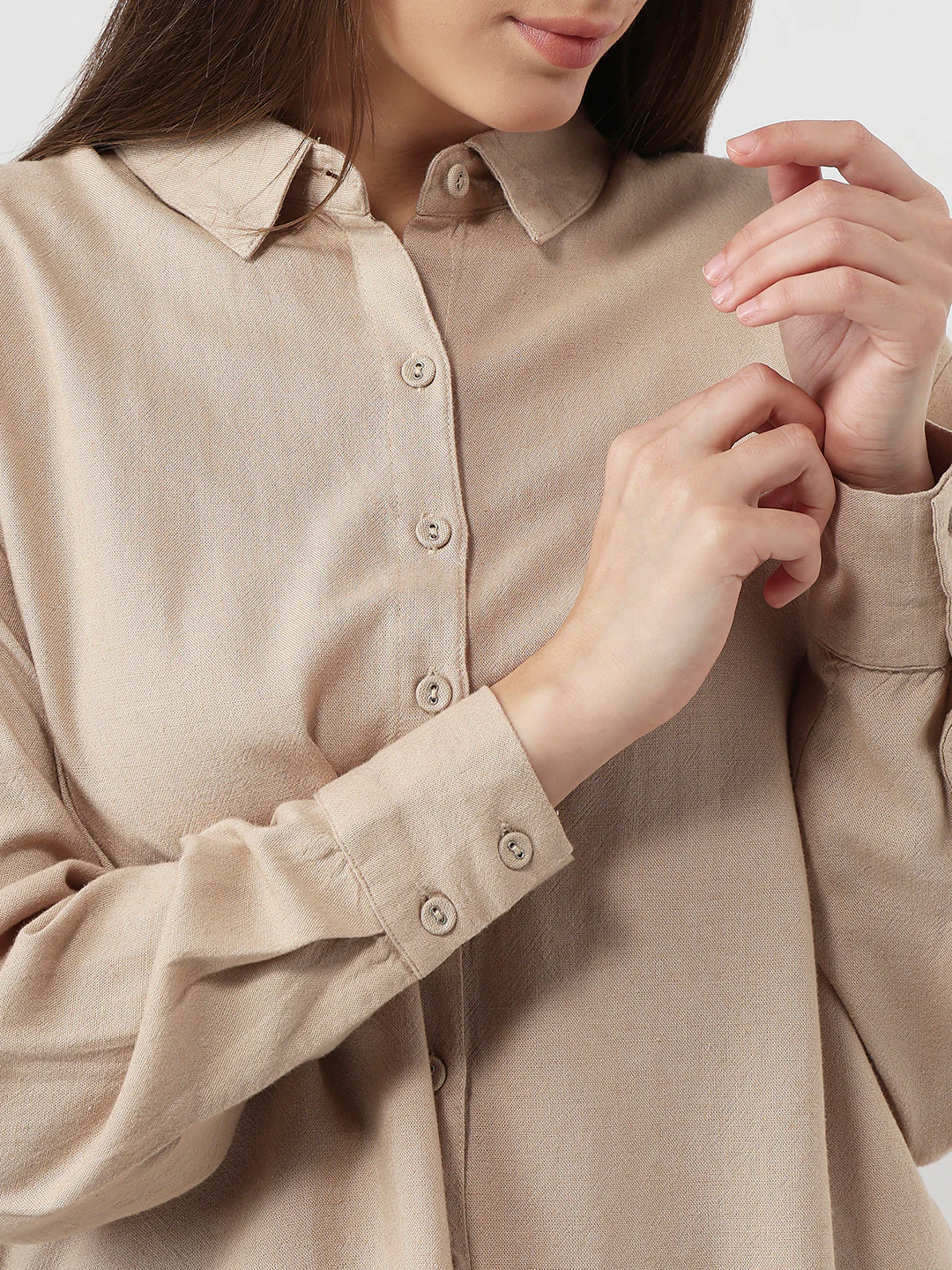 Women Oatmilk Oversized Shirt - Image 6