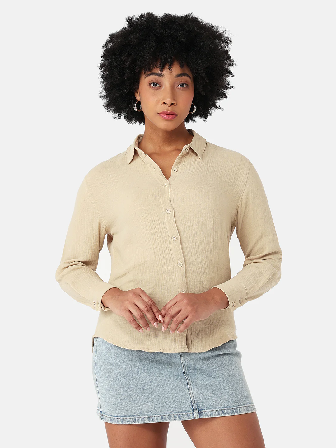 Women Oatmilk Oversized Shirt - Image 2