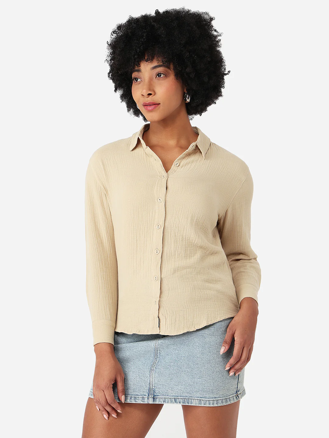 Women Oatmilk Oversized Shirt - Image 5