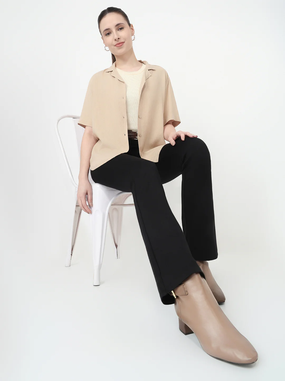 Women Oatmilk Slim Fit Shirt