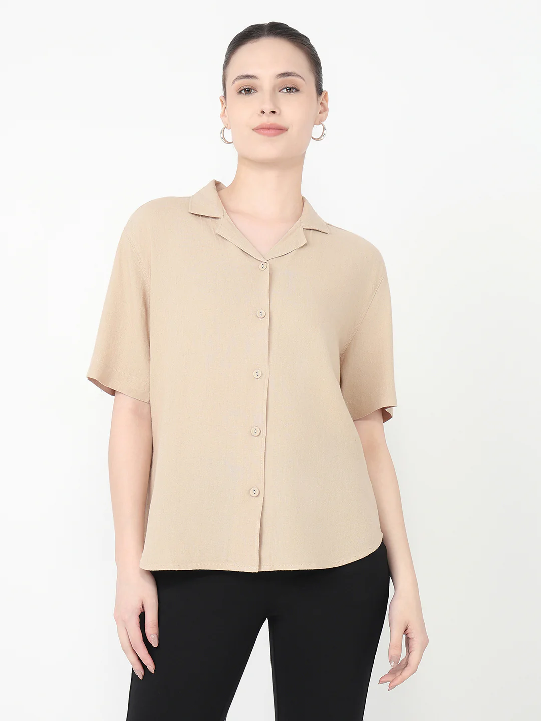 Women Oatmilk Slim Fit Shirt - Image 2