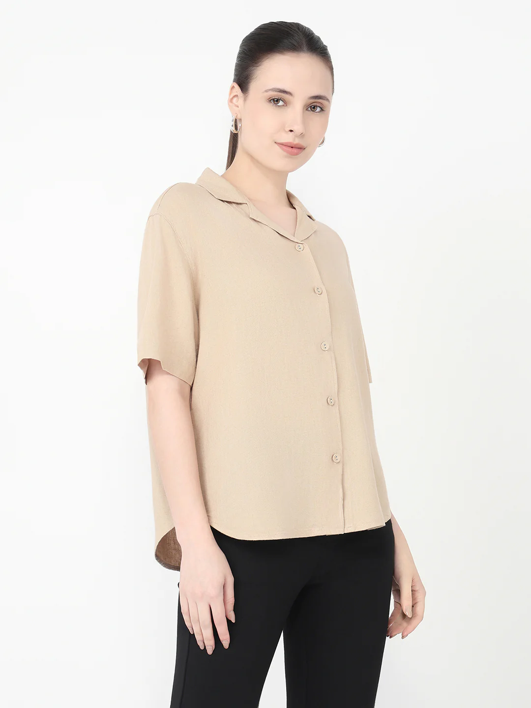 Women Oatmilk Slim Fit Shirt - Image 5