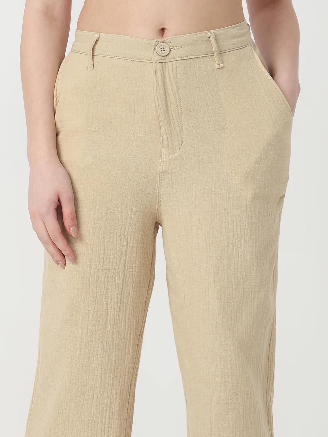 Women Oatmilk Straight Korean Pants - Image 5