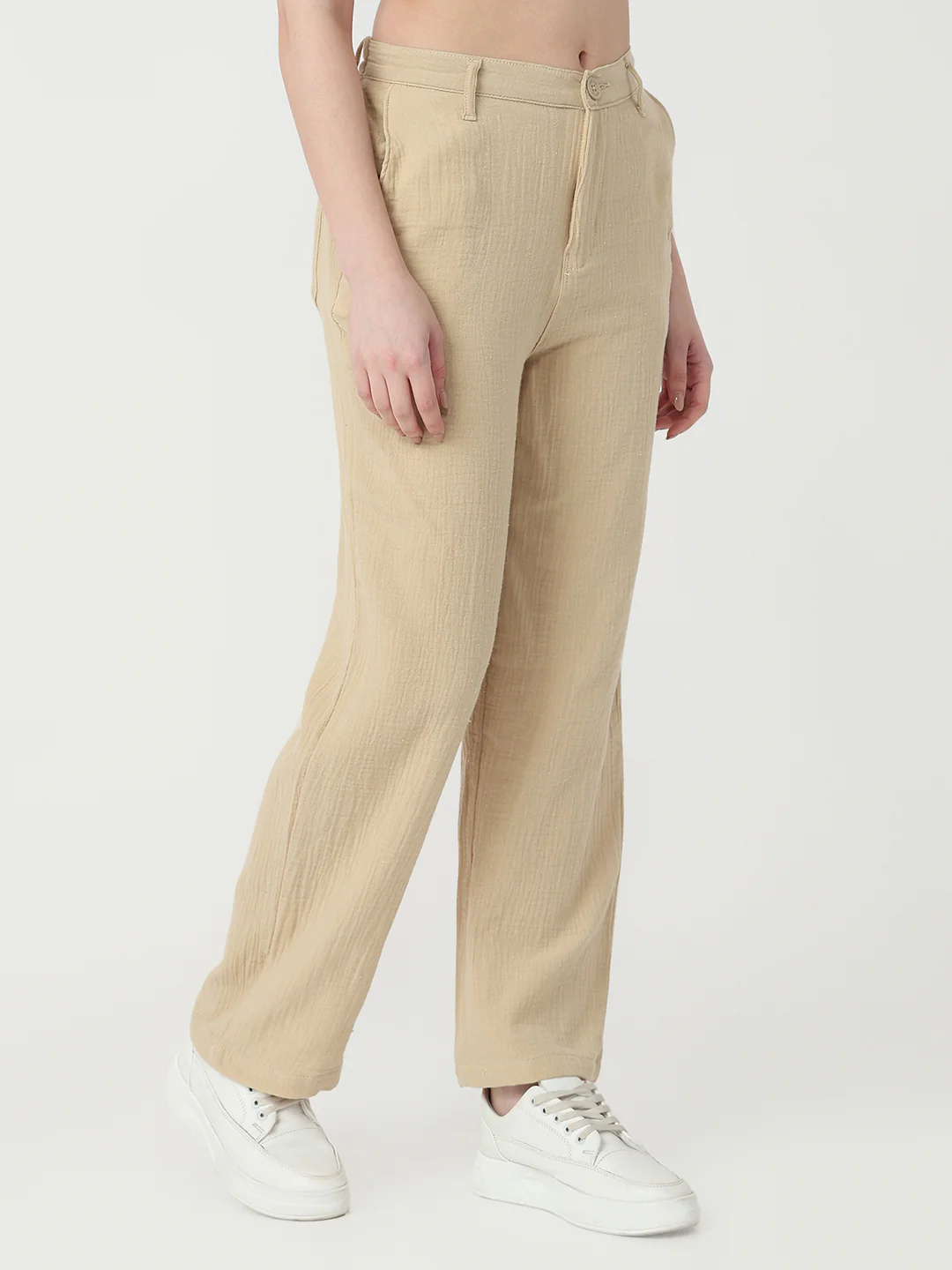 Women Oatmilk Straight Korean Pants - Image 6