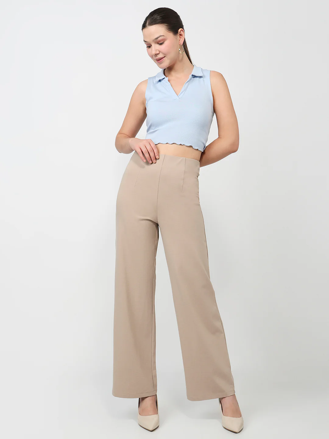 Women Oatmilk Wide Leg Treggings - Image 4