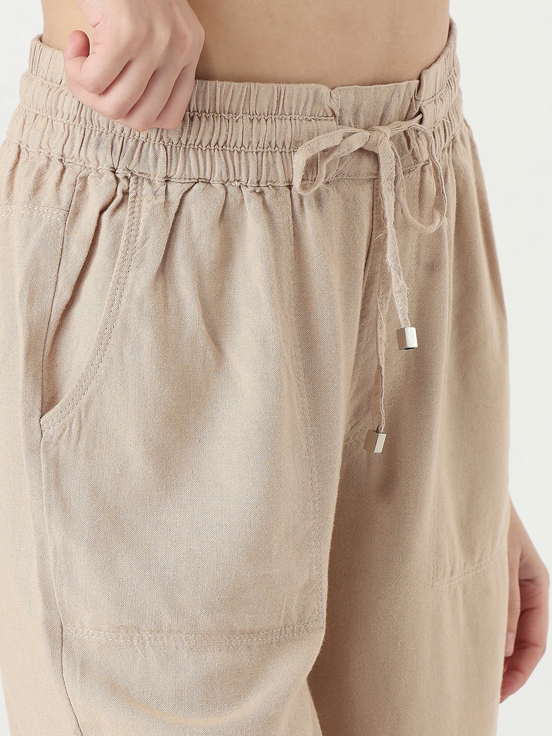 Women Oatmilk Wide Leg Trousers - Image 6