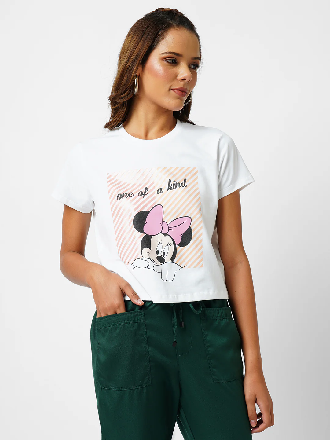 Women Off White Crop Tees - Image 2