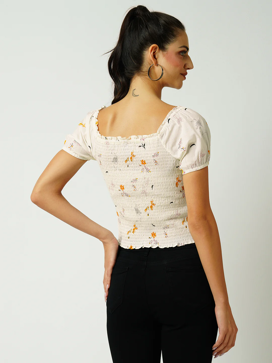 Women Off White Crop Top - Image 3