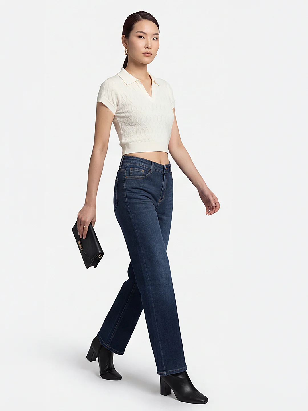 Women Off White Flat Knit