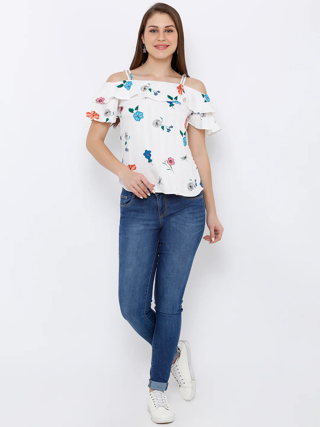 Women Off White Off Shoulder Top