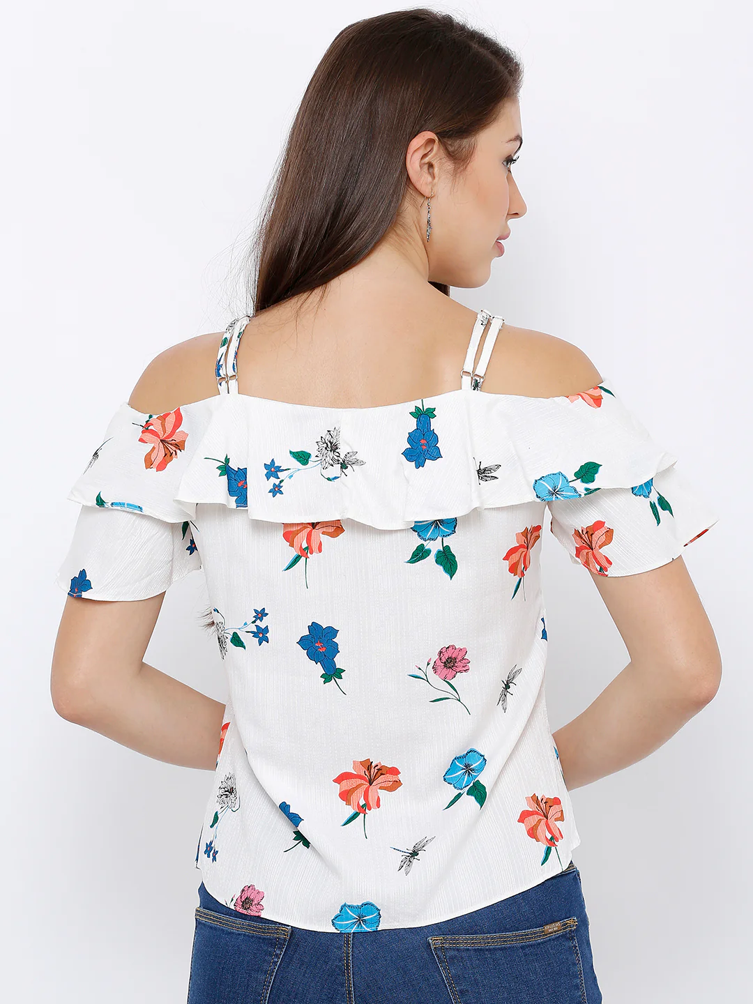 Women Off White Off Shoulder Top - Image 3