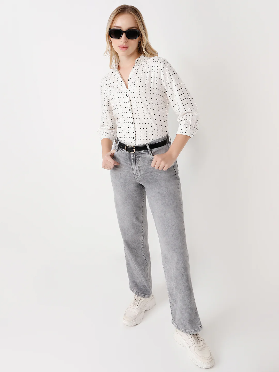 Women Off White Print Shirt